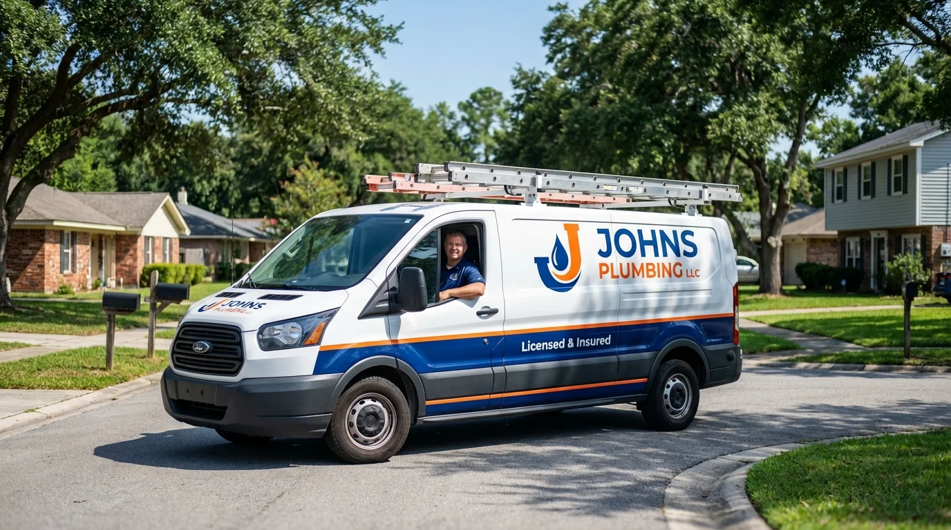 Johns Plumbing LLC service van in Hidden Valley Lake, CA