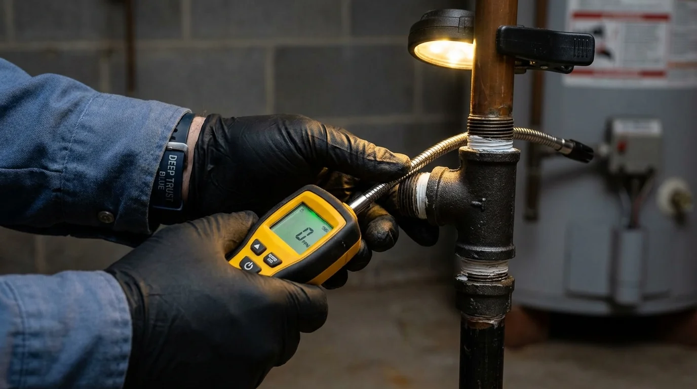 Gas leak detection with electronic sniffer by Johns Plumbing LLC in Hidden Valley Lake