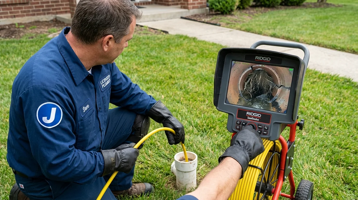 Sewer camera inspection being performed by Johns Plumbing LLC in Hidden Valley Lake